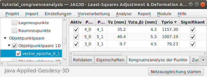 Ableitung der Deformationsparameter der Objektpunkte