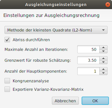  Einstellungen zur Netzausgleichung 