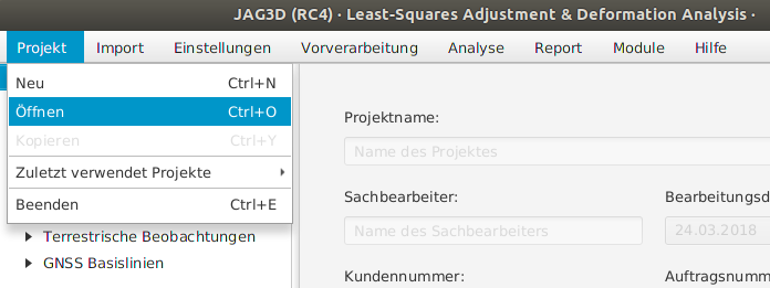  Hauptmenü von JAG3D 