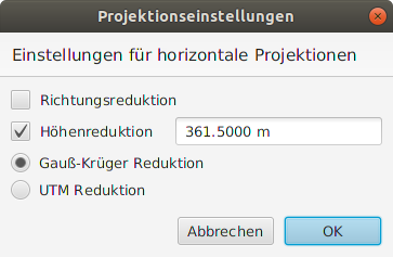 Projektionseinstellungen für ebene Abbildungen