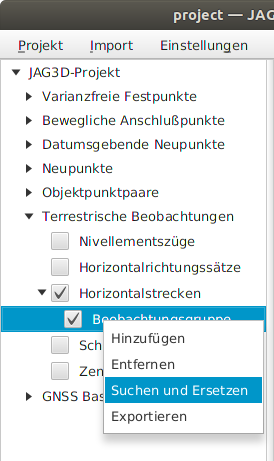 JAG3D Baummenü mit Kontextmenü